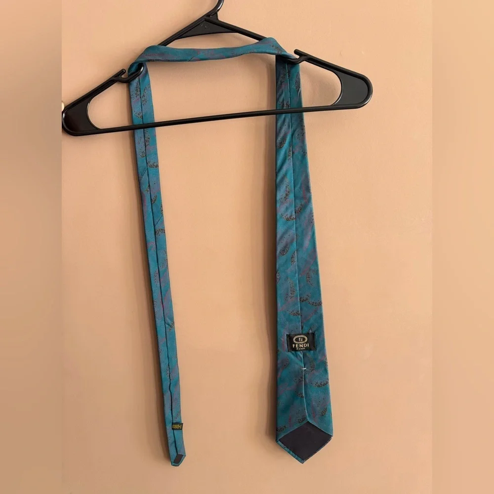 Fendi Teal and Black Men's Tie